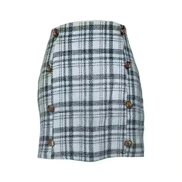 Mini Tweed Skirt with faux gold buttons - Picture 2 of 2